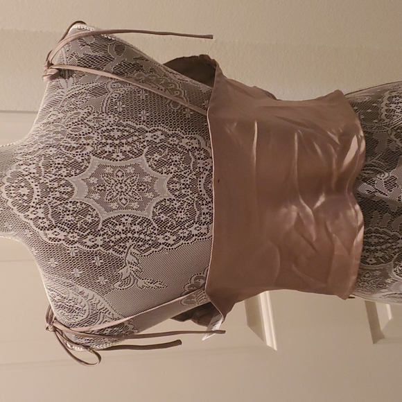 Fore Womens Beige Satin Tie Strap Party Cami Top NWT sz L - Picture 5 of 9